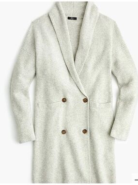 J. Crew Double-Breasted Cardigan‎ Sweater Coat Supersoft Merino Alpaca Blend XS